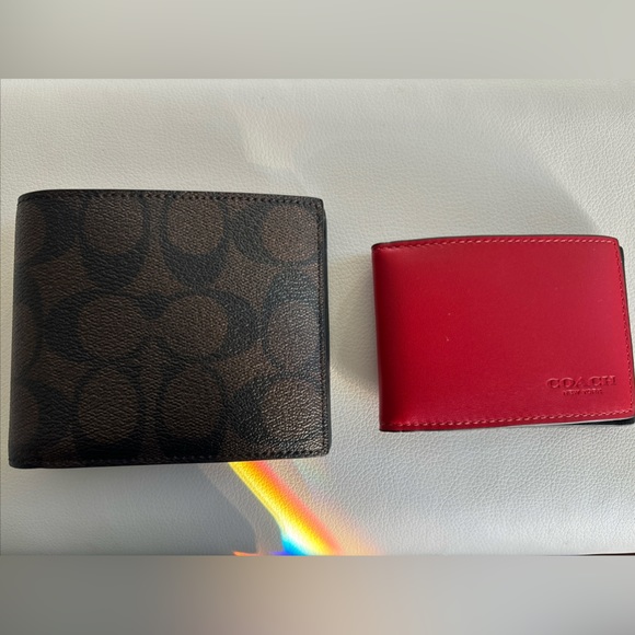 NWT Coach 3 In 1 Wallet In Signature Canvas F41346 Black/Red - Picture 1 of 10